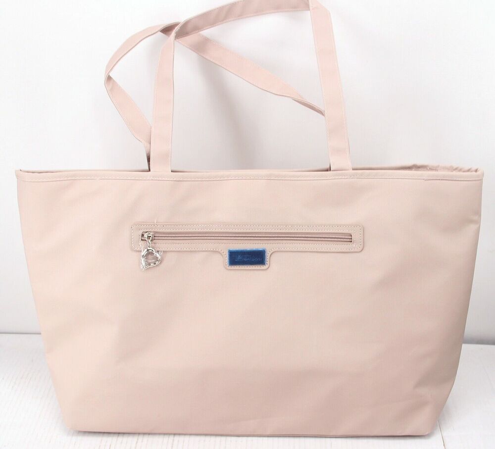Belle Russo Beige Vinyl Coated Canvas Tote Bag Large Travel Purse Paisley 19x13